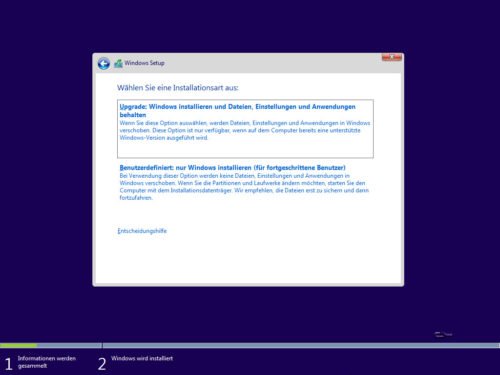 Neuinstallation Windows 10