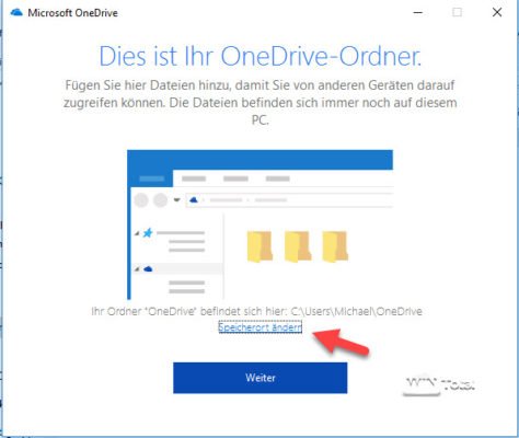 Speicherort von OneDrive zum synchronisieren