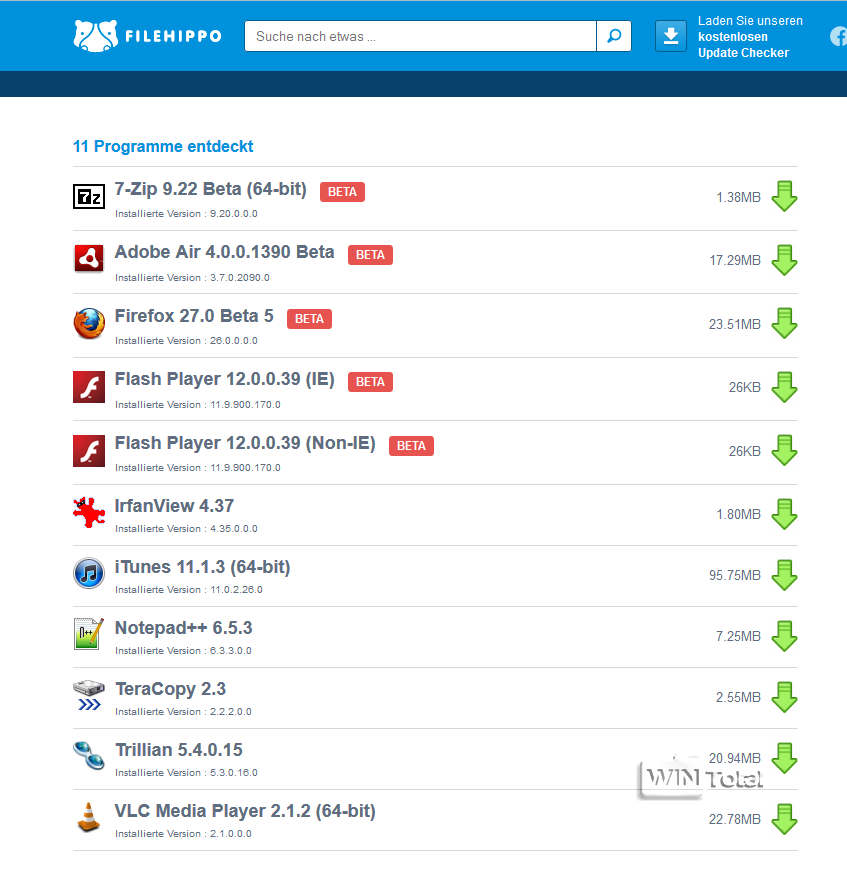 FileHippo App Manager Download Kostenlos & schnell auf WinTotal.de