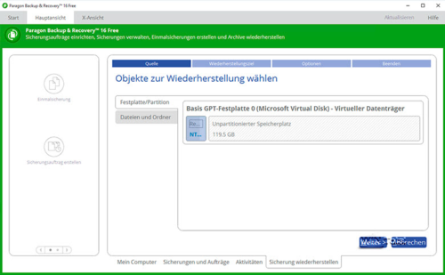 Paragon Backup & Recovery Wiederherstellung