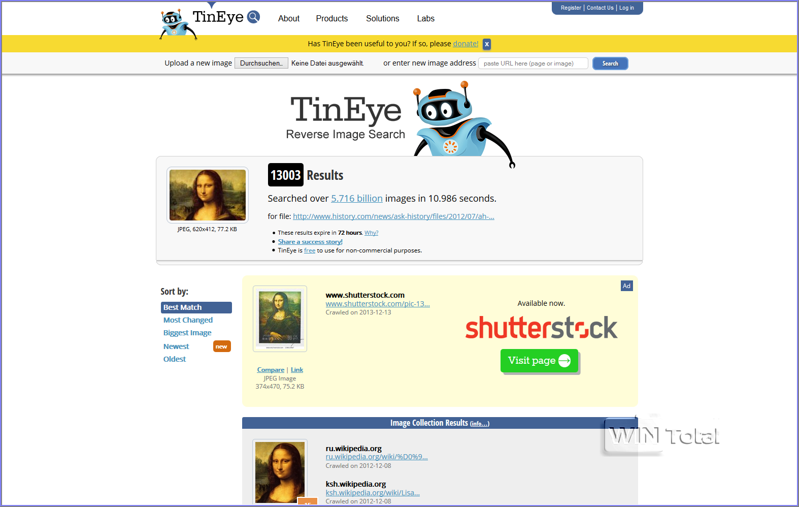 TinEye Download Kostenlos & schnell auf WinTotal.de