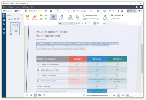 Abbyy FineReader OCR-Software Scan