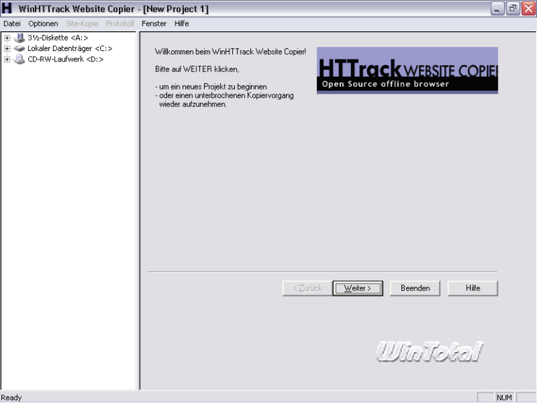 HTTrack site Copier Download Kostenlos & schnell auf WinTotal.de