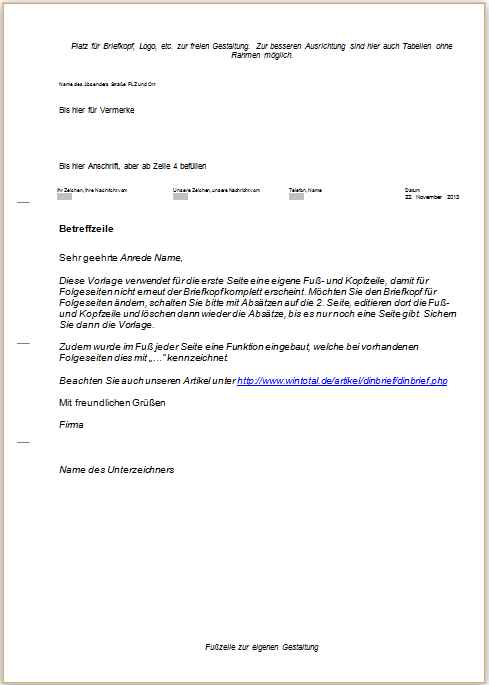 Din Briefvorlage Fur Word Download Kostenlos Schnell Auf Wintotal De