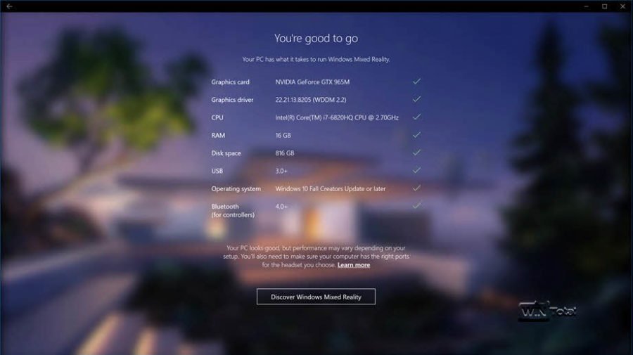 Windows Mixed Reality PC Check