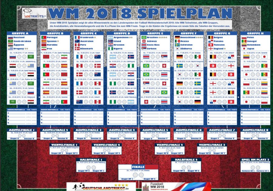 Kostenloser Spielplan und Tippspiel in Excel für die Fußball WM 2018 