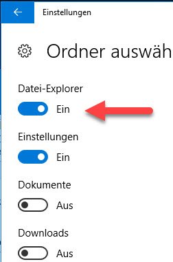 Datei-Explorer im Startmenü