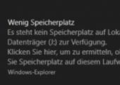 Speicherplatzwarnung