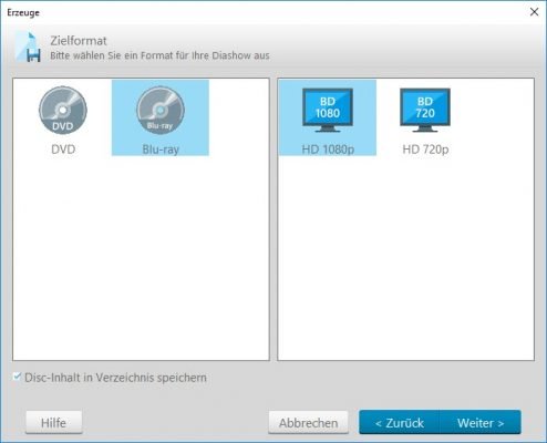 Brennen als DVD oder BD