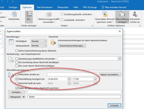 Mail mit Outlook zeitversetzt senden