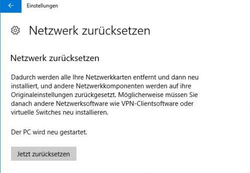 Netzwerk zurücksetzen