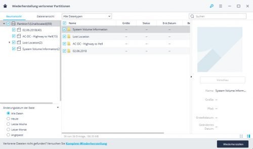 Wiederherstelung verlorener Partitionen