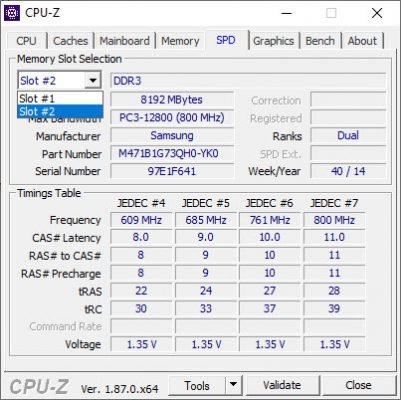 Anzeige der Speichermodule mit CPU-Z