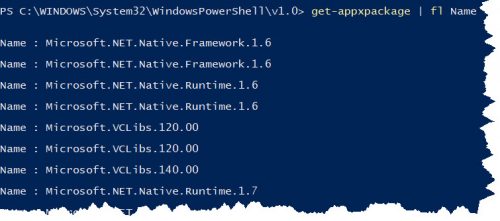 get-appxpackage name