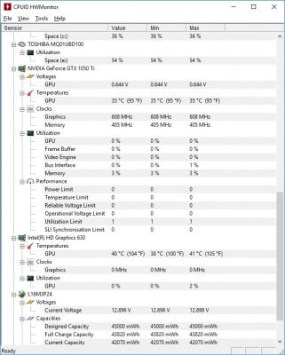 Informationen zur Grafikkarte in HWMonitor