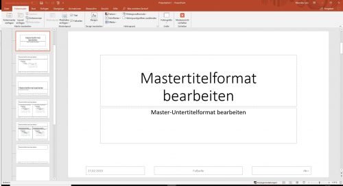 Mit Hilfe des Folienmaster können Sie präsentationsübergreifende Masterfolien erstellen.