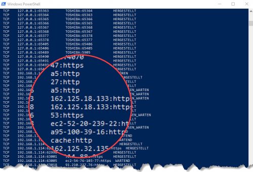 netstat zeigt die aktiven Verbindungen an