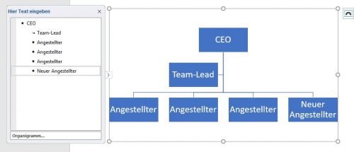 Fügen Sie weitere Formen zu Ihrem Organigramm hinzu