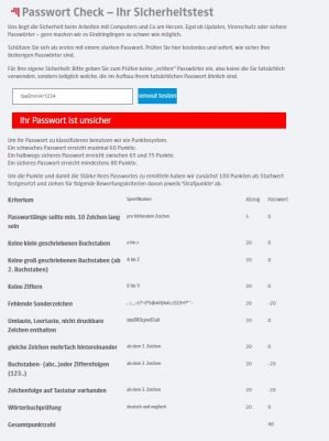 Password Check Ergebnisse Analyse