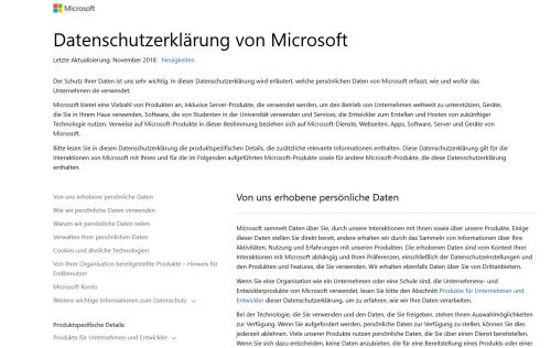 Datenschutzerklärung von Microsoft