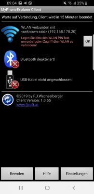 MyPhoneExplorer auf dem Smartphone