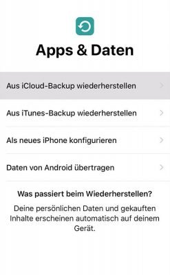 Datenübertragung beim iPhone