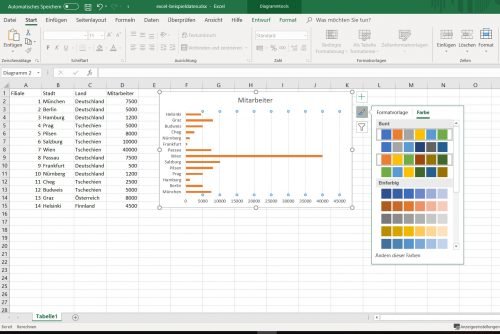 Farben in Excel Diagramm anpassen
