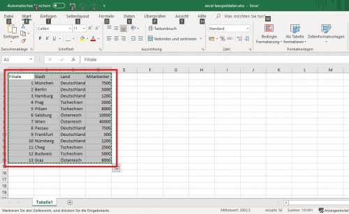 Kopieren eines Excel Tabellenabschnitts