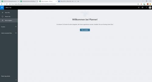 Klarer Einstieg: Der Desktop des Microsoft Office 365 Planner.
