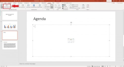 Öffnen Sie die Gliederungsansicht für Ihre Präsentation über den gleichnamigen Button.
