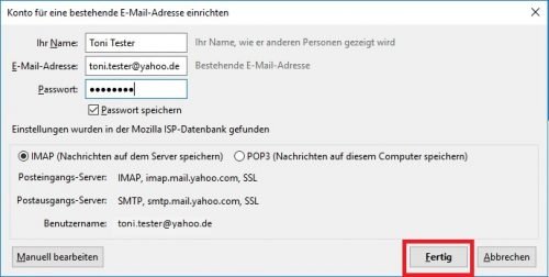 Thunderbird Einrichtung Suche nach E-Mail Servern