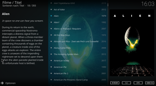Kodi Filme Listenansicht