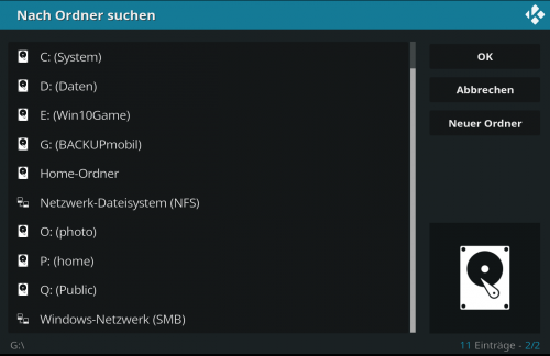 Kodi nach Ordner suchen