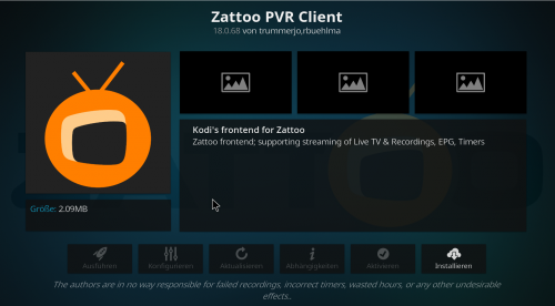 Kodi Zattoo PVR