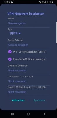VPN unter Android Parameter