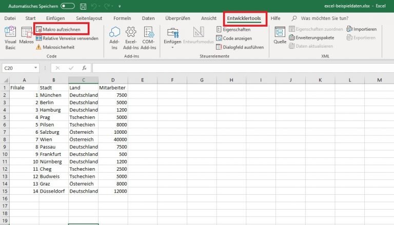 Excel Makro Speichern Unter Name Aus Zelle Ein Excel-Makro erstellen und wiederholt ausführen - So geht's