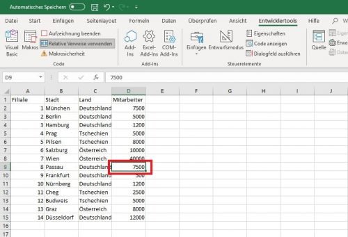 Excel Anzahl Mitarbeiter übertragen