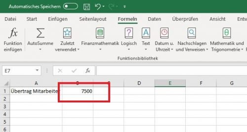 Excel Daten Übertrag