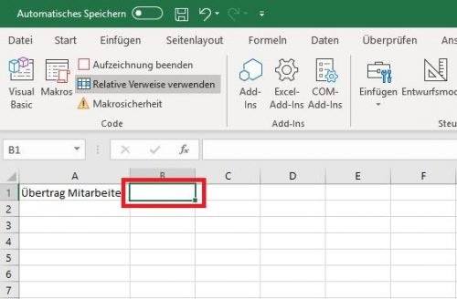 Excel Ziel-Tabellenblatt Zelle