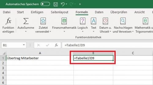 Excel Datenbank Zellenbezug