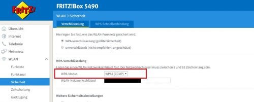 Fritz!Box Verschlüsselungsmodus