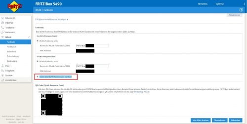 Fritz!Box SSID einblenden
