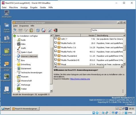 ReactOS Anwendungsmanager