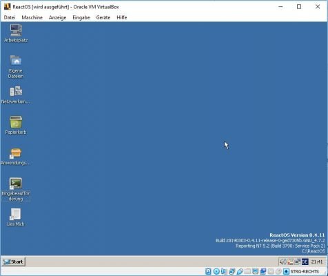 ReactOS Desktop Ansicht