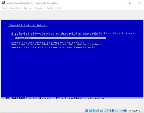 ReactOS Installation Verzeichnis