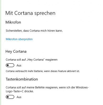 Hey Cortana abschalten