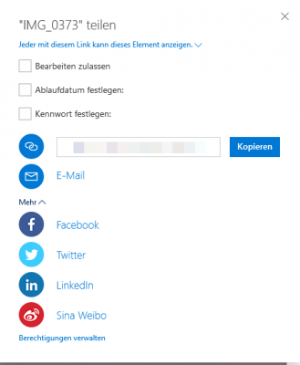 Teilen von Inhalten in OneDrive