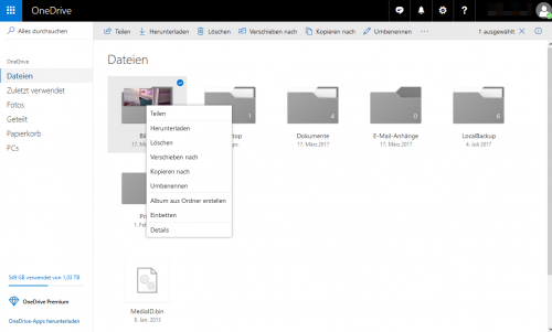 Webseite OneDrive