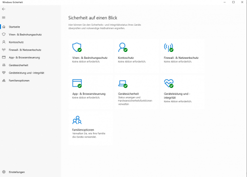 Windows-Sicherheit auf einen Blick