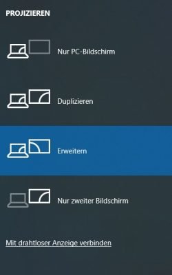 Windows 10 Anzeige erweiterter Desktop einstellen
